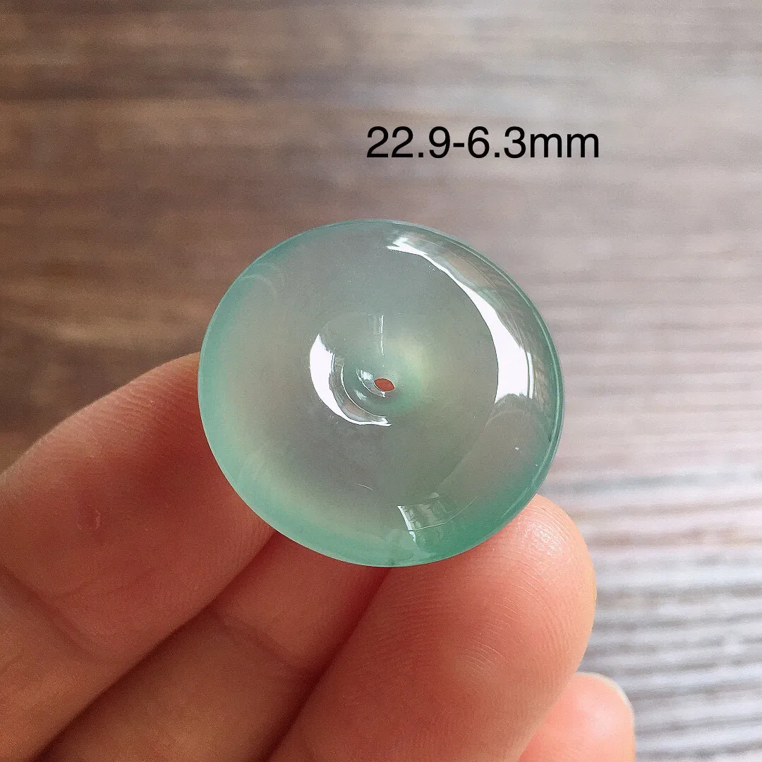 冰晴底平安扣，冰冰润润，玉质细腻，种水足，001 尺寸22.9*6.3