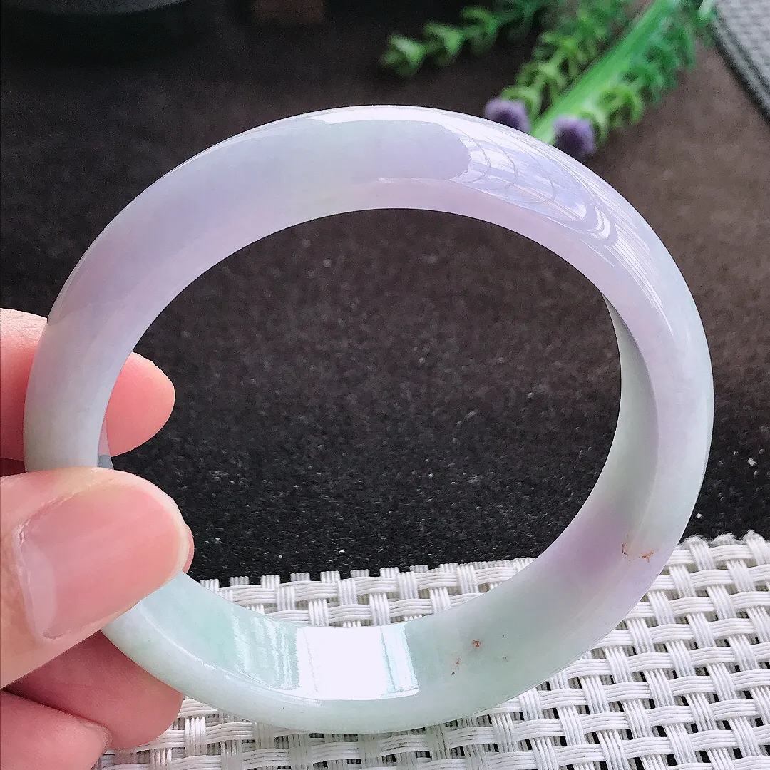 自然光60/15.6/8.1老坑精美温润紫罗兰轮胎手镯宽边翡翠玉镯美人镯