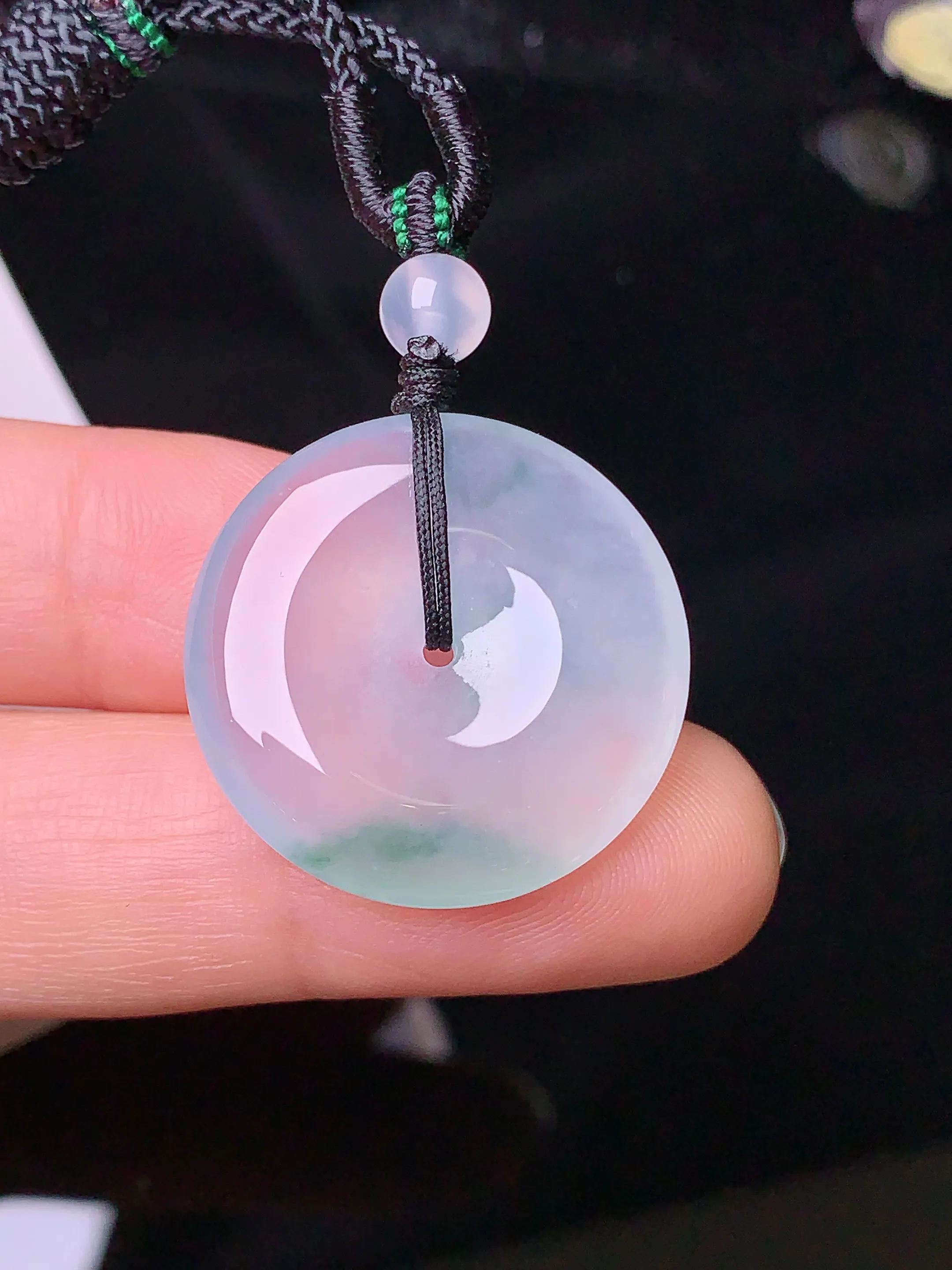 冰种平安扣吊坠 玉质细腻 色泽清新艳丽 整体尺寸 24*5.3