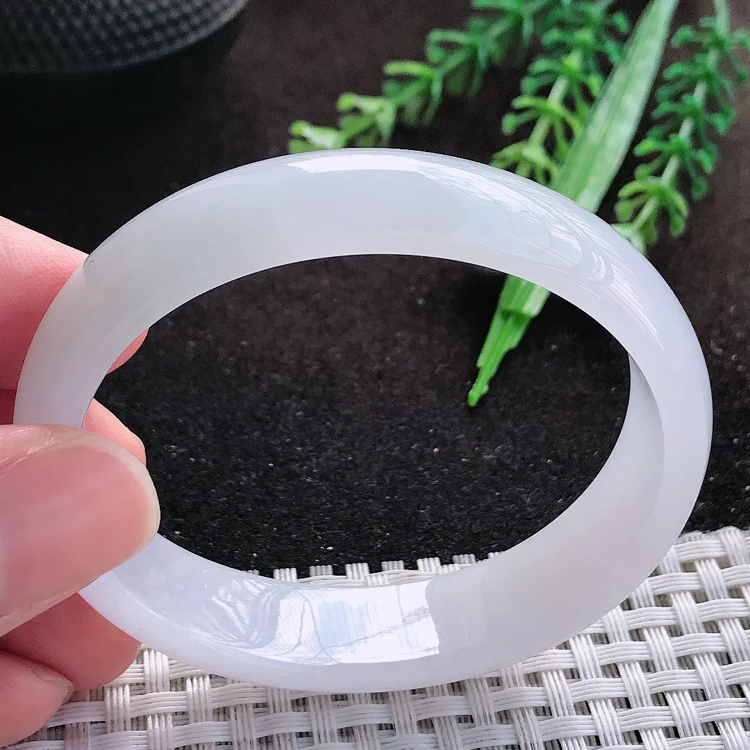 自然光54/46/14.3/6.5老坑冰润水灵白月光贵妃手镯翡翠玉镯美人镯