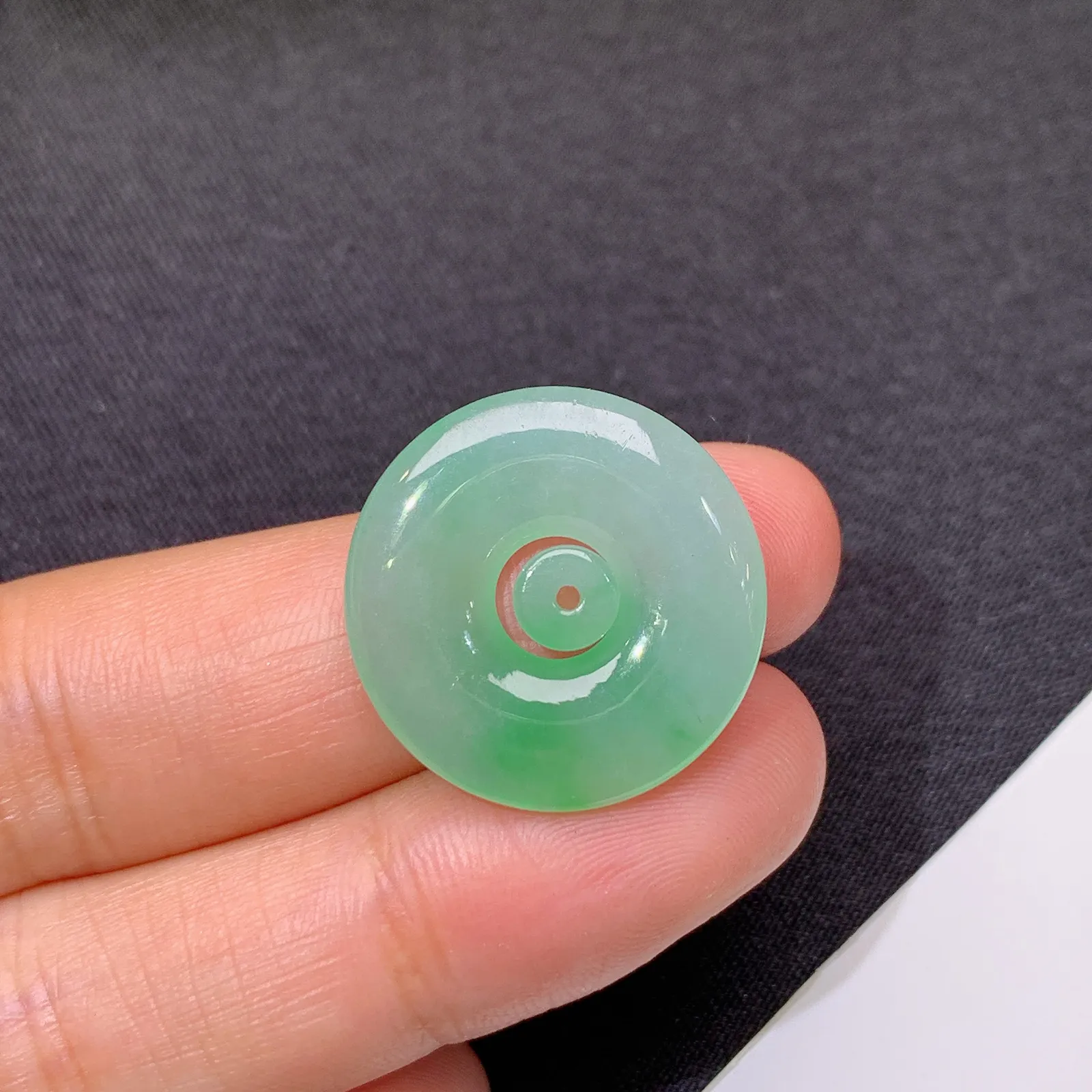 冰飘绿子母扣，镶嵌佳品，冰润细腻，种水足 001 尺寸21*3.4