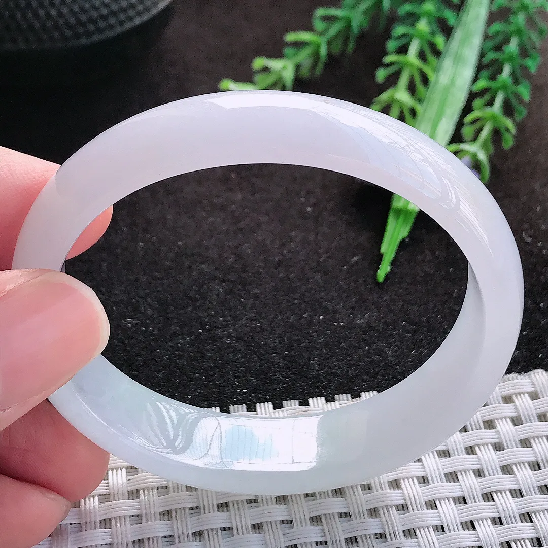 自然光54/46/14.3/6.5老坑冰润水灵白月光贵妃手镯翡翠玉镯美人镯