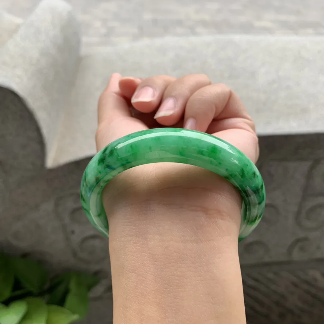 圈口56-12.8-8.4 【满辣绿正圈手镯】正圈56 57可戴