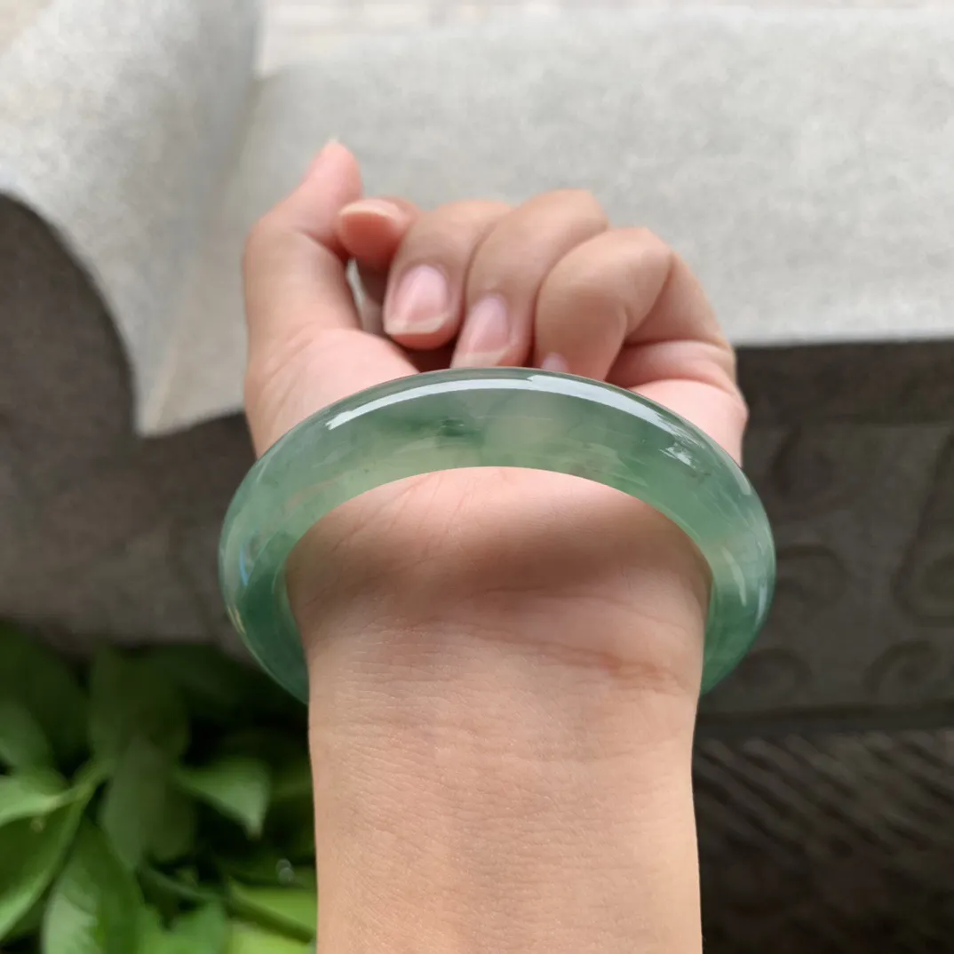 圈口56.8-12-8.5 【芙蓉绿正圈手镯】正圈56 57可戴