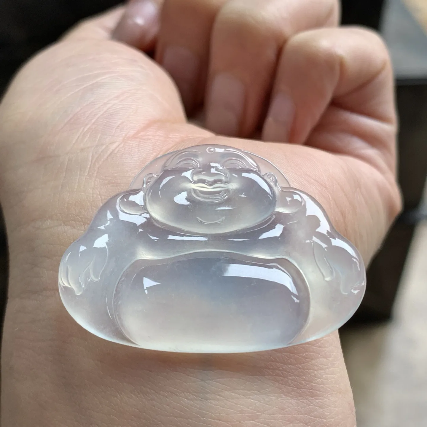 冰种佛公^_^大气 镶嵌后效果好