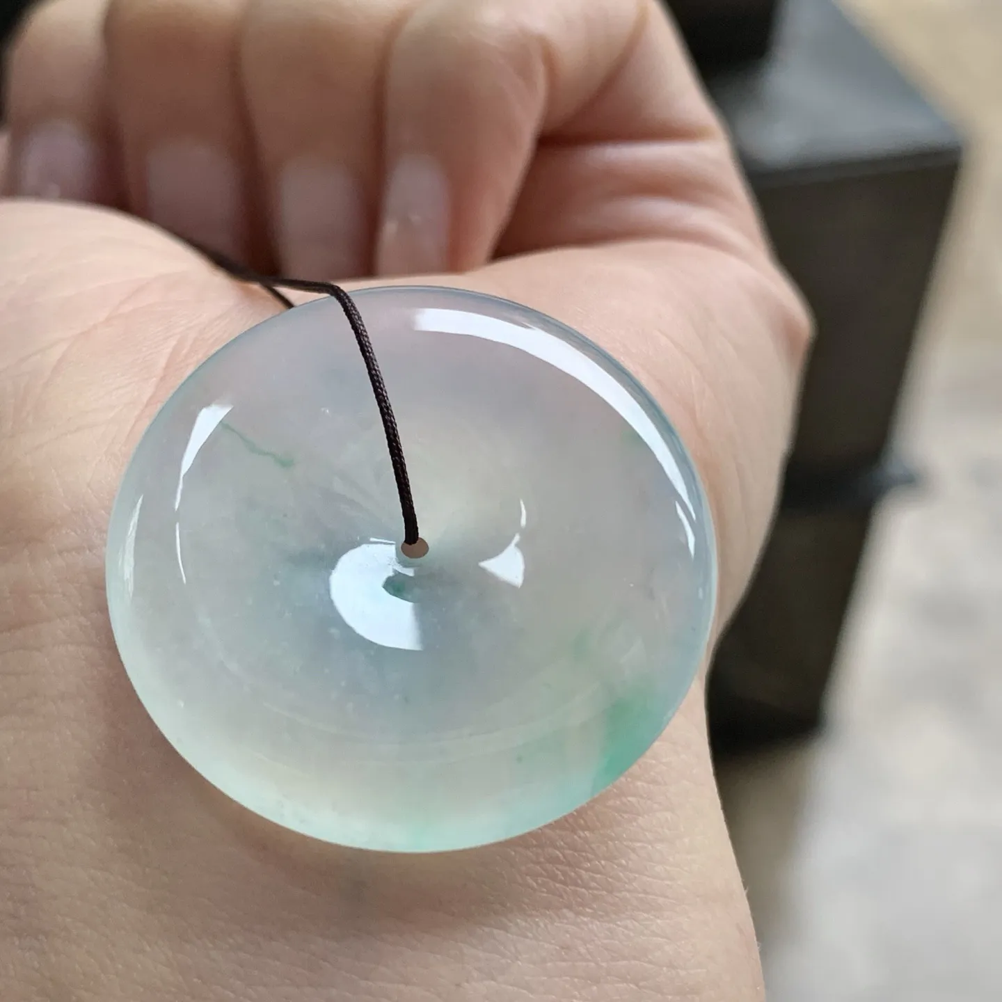 冰飘绿平安扣^_^荧光十足 透亮