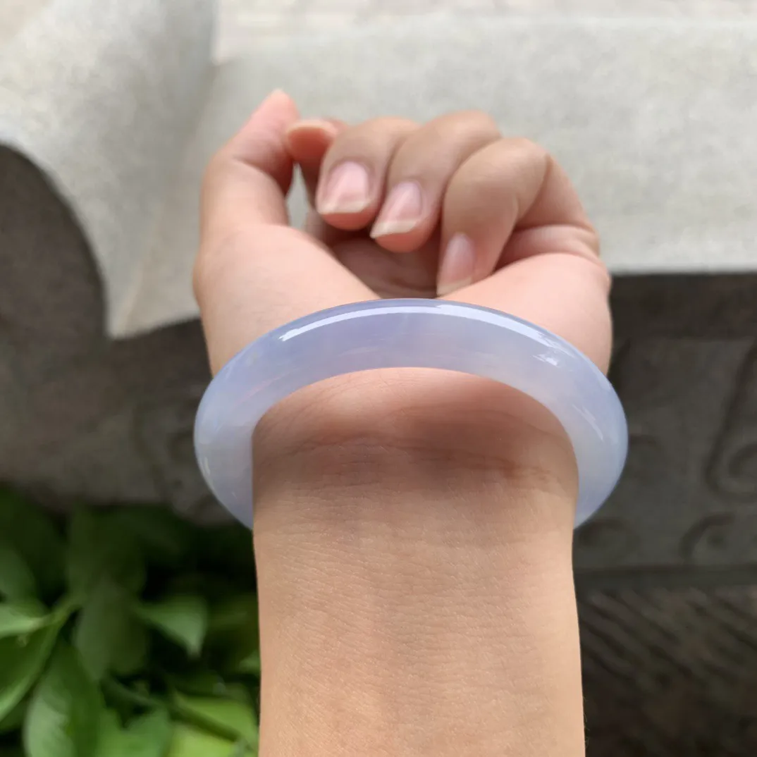 小圈口50.2-9.5 【冰紫圆条手镯】圆条50 51可戴
