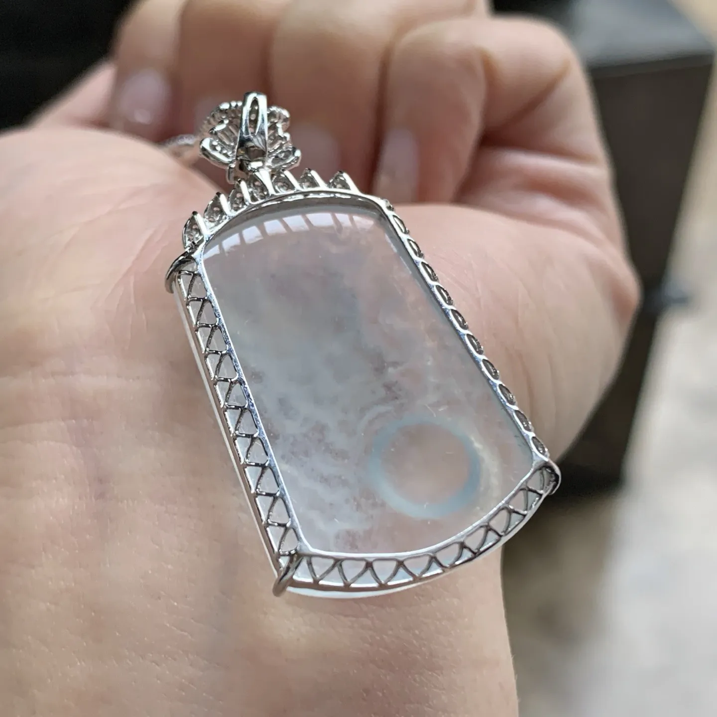 金钻镶嵌冰种龙牌^_^冰透