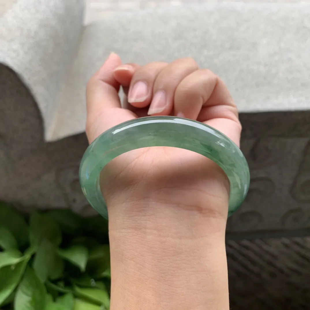 圈口56.8-12-8.5 【芙蓉绿正圈手镯】正圈56 57可戴
