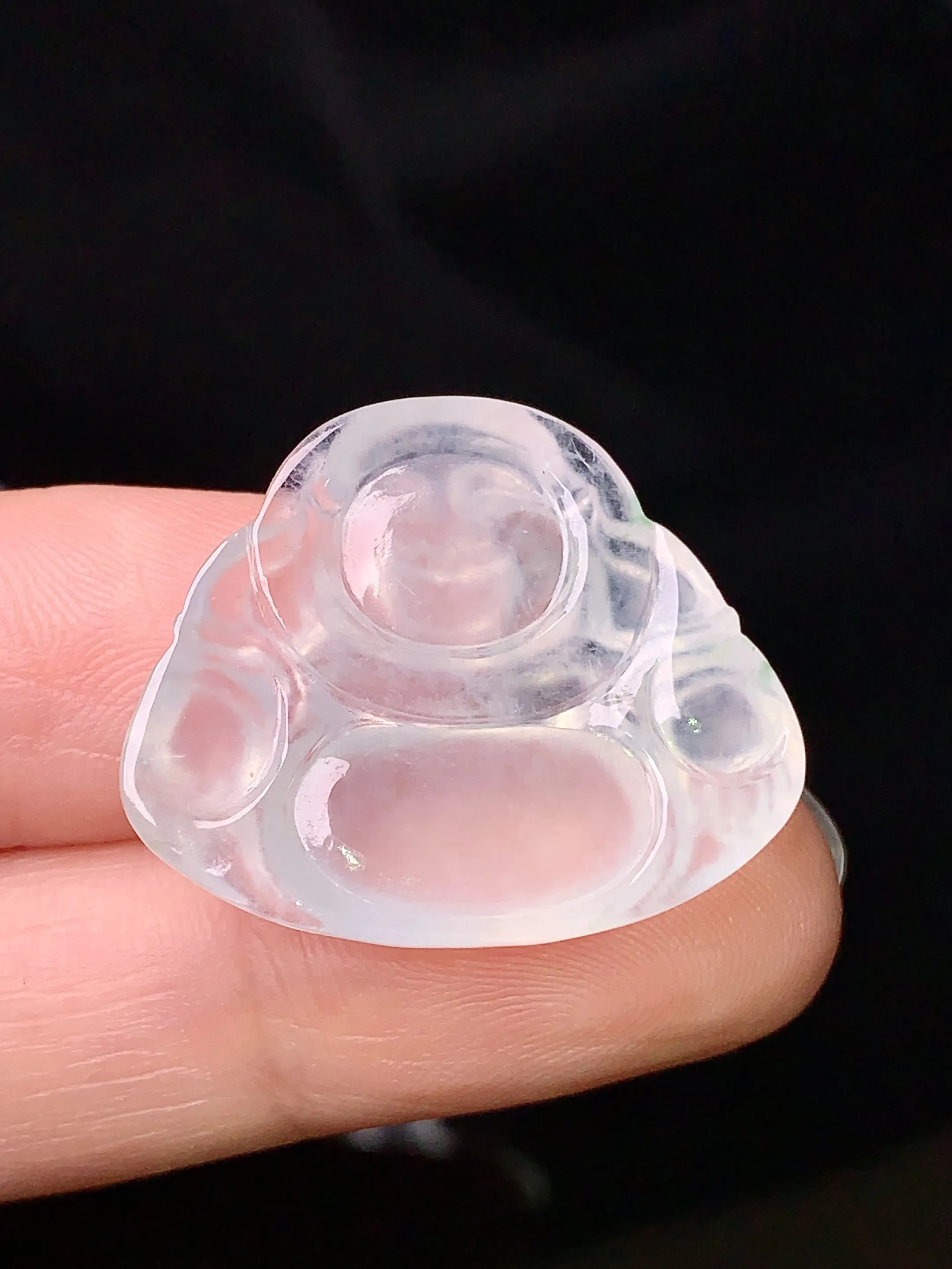 冰种佛公吊坠 玉质细腻 色泽清新艳丽 整体尺寸22.2*26.7*5.3