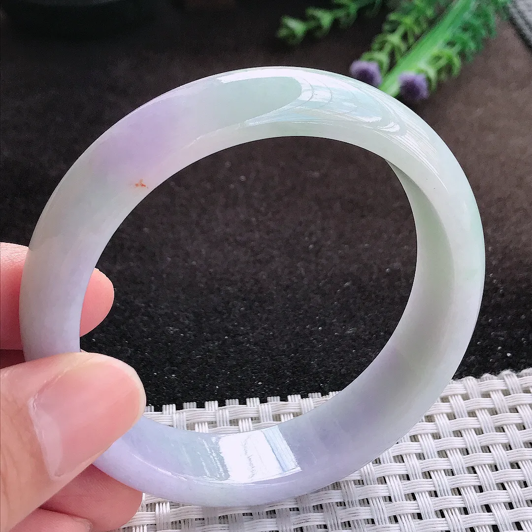 自然光60/15.6/8.1老坑精美温润紫罗兰轮胎手镯宽边翡翠玉镯美人镯