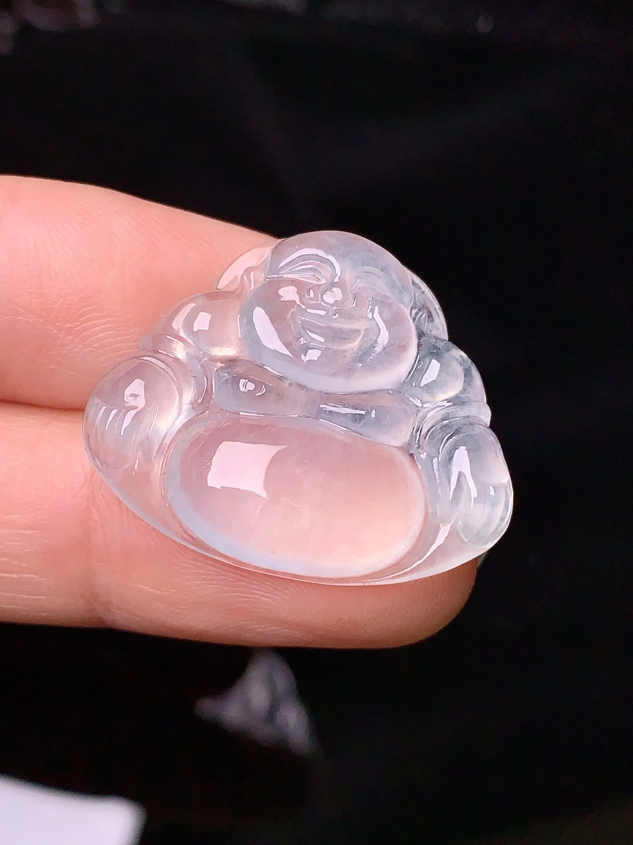 冰种佛公吊坠 玉质细腻 色泽清新艳丽 整体尺寸22.2*26.7*5.3