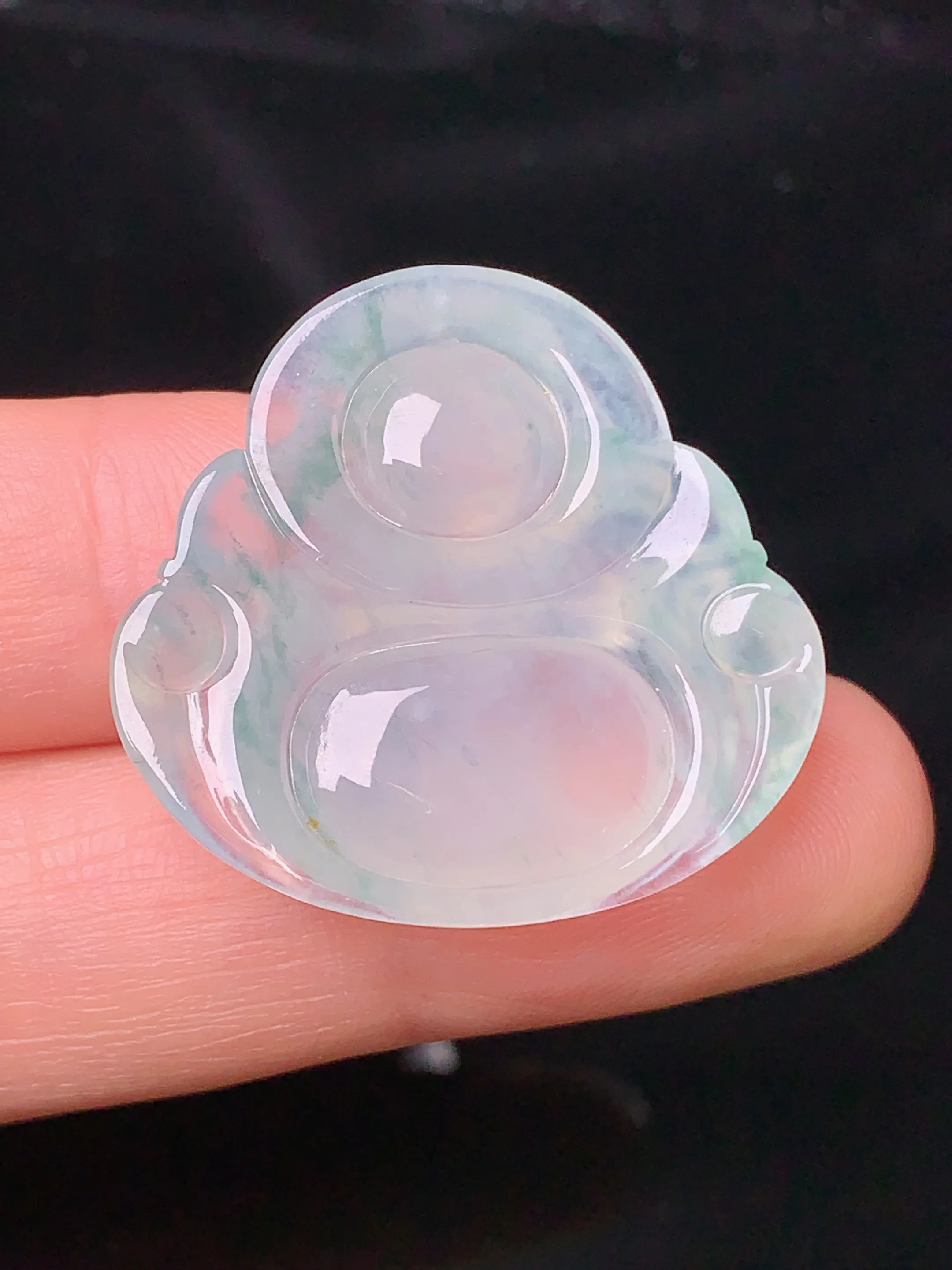 冰种佛公吊坠 玉质细腻 色泽清新艳丽 整体尺寸26.7*28.3*6