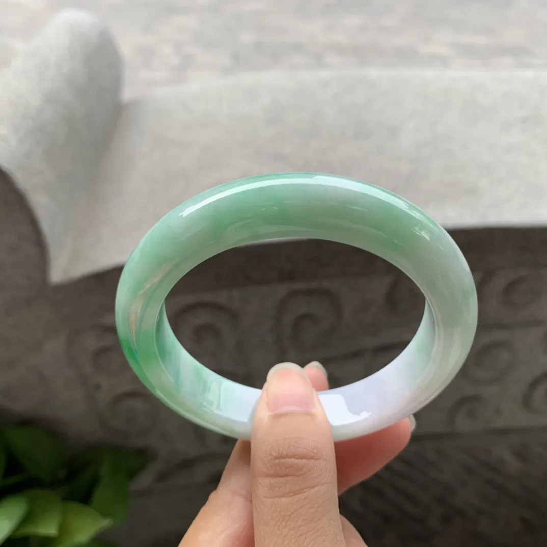 圈口57.8-12.6-9.6 【飘绿正圈手镯】正圈57 58可戴