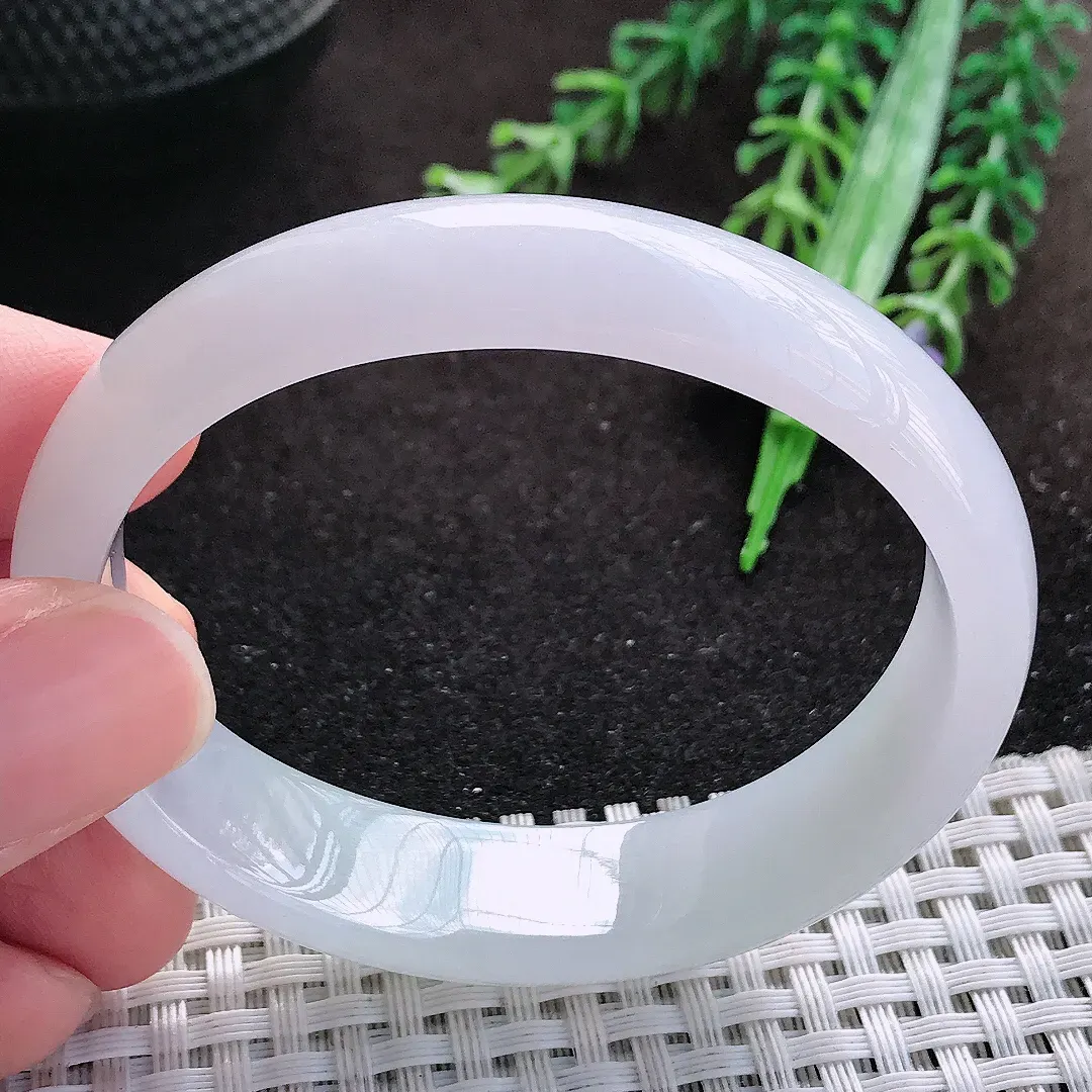 自然光54/46/14.3/6.5老坑冰润水灵白月光贵妃手镯翡翠玉镯美人镯