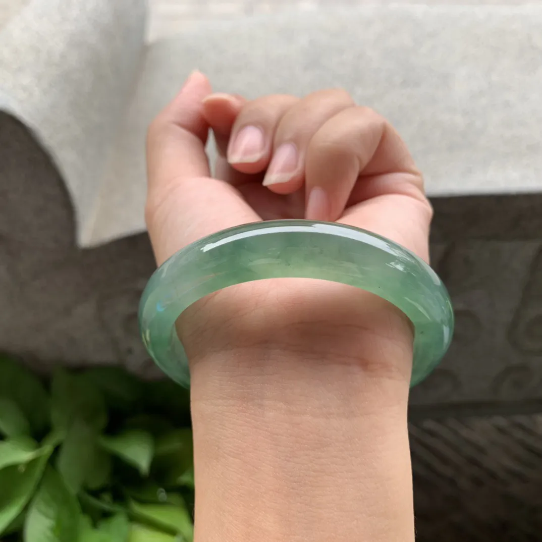 圈口56.8-12-8.5 【芙蓉绿正圈手镯】正圈56 57可戴