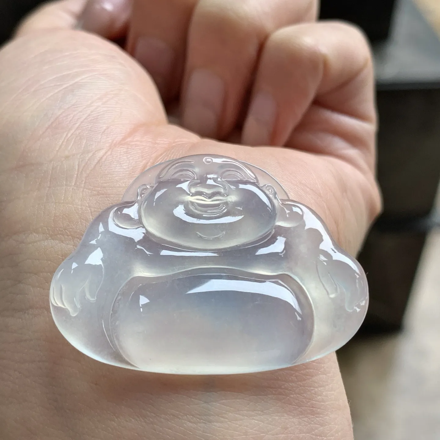 冰种佛公^_^大气 镶嵌后效果好