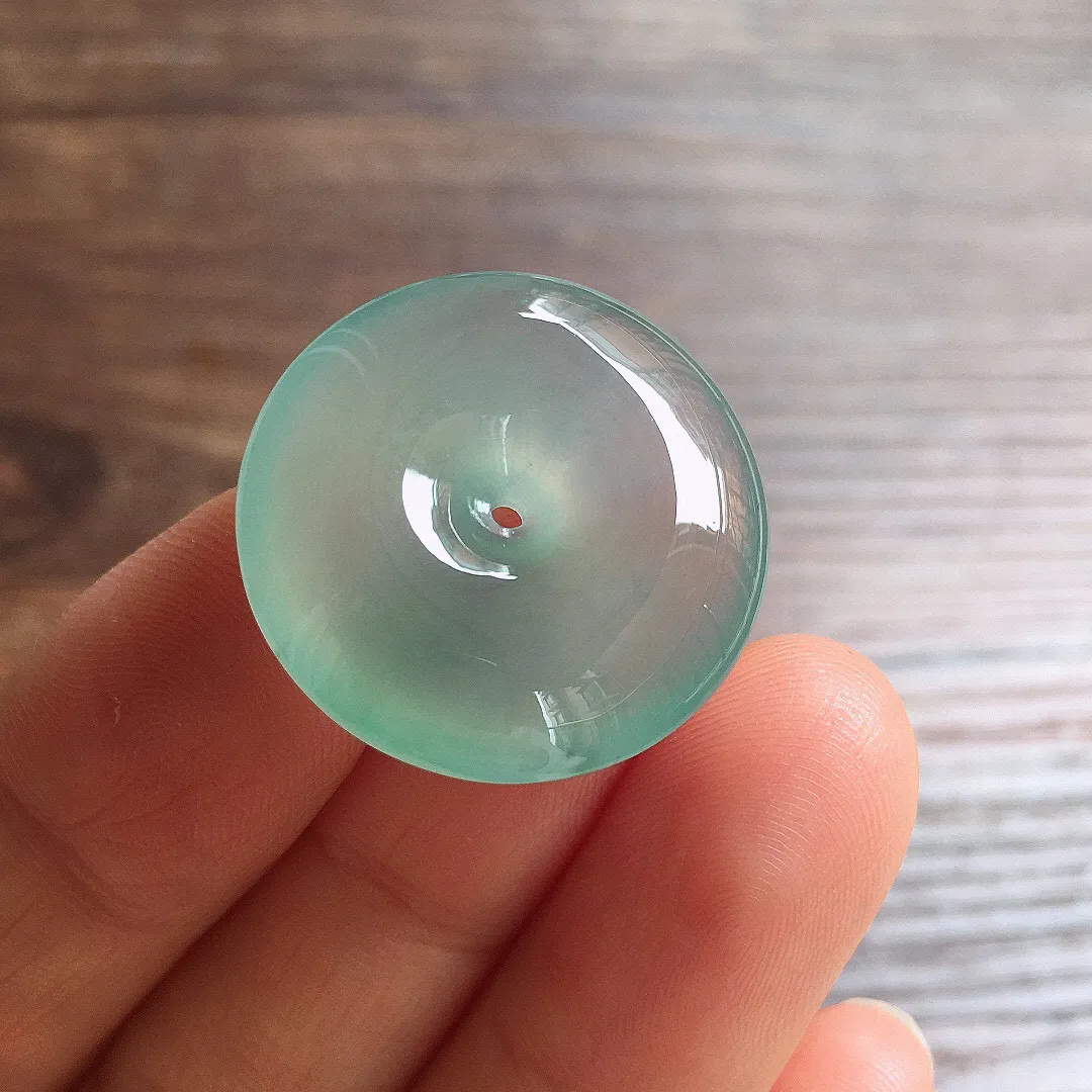 冰晴底平安扣，冰冰润润，玉质细腻，种水足，001 尺寸22.9*6.3