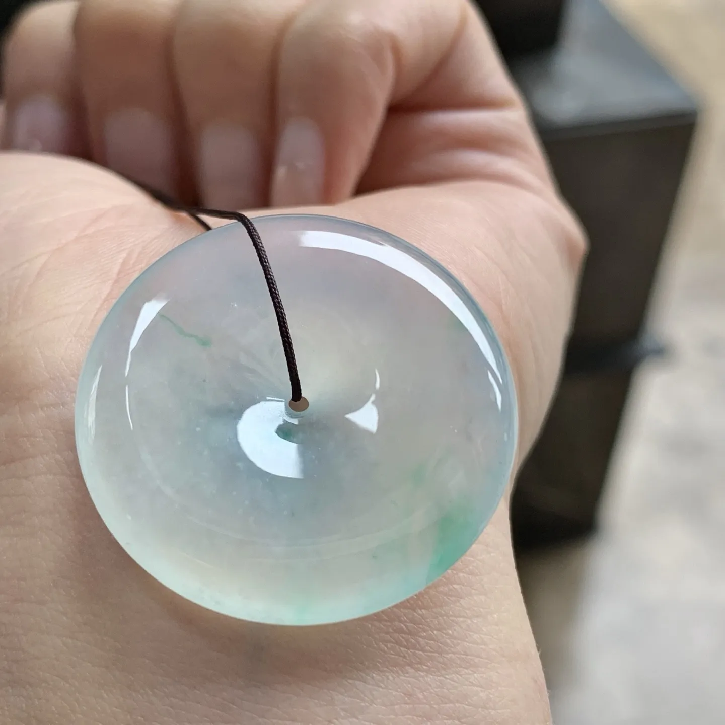 冰飘绿平安扣^_^荧光十足 透亮