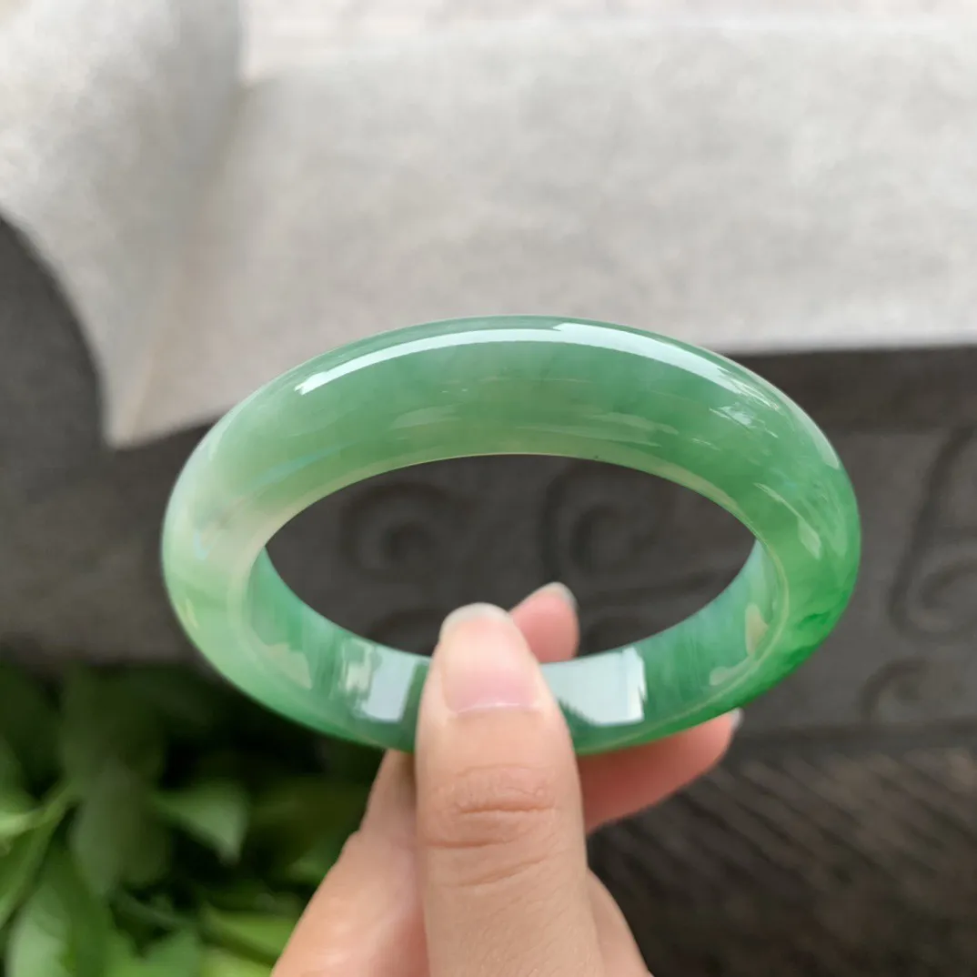 圈口 54.7-11.7-8.9  【芙蓉阳绿正圈手镯】正圈54 55可戴
