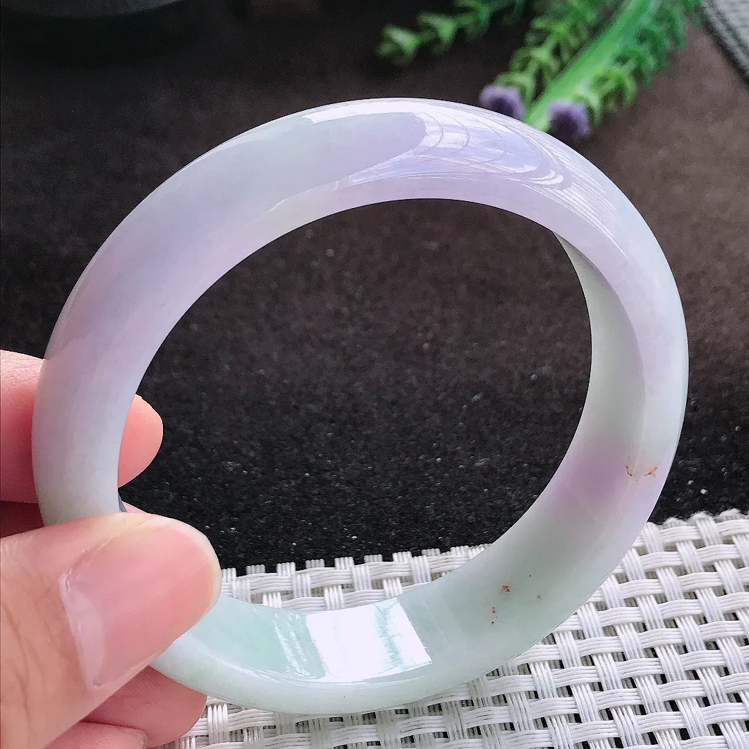 自然光60/15.6/8.1老坑精美温润紫罗兰轮胎手镯宽边翡翠玉镯美人镯