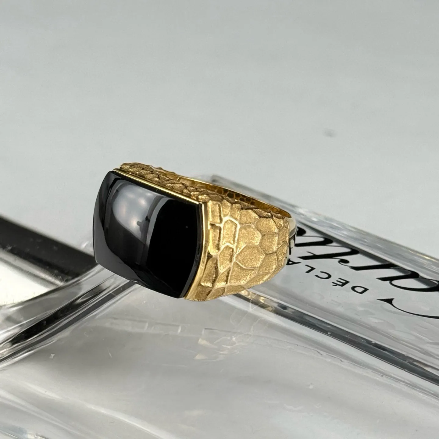 精品18k墨翠马鞍男戒 种好色正 黑度极好 打灯通透 油性十足