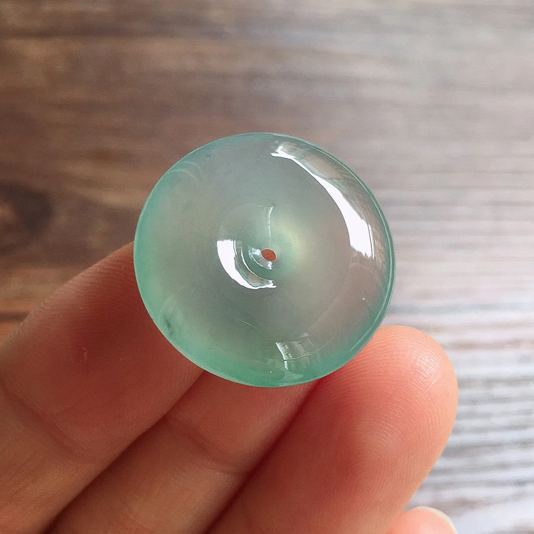 冰晴底平安扣，冰冰润润，玉质细腻，种水足，001 尺寸22.9*6.3