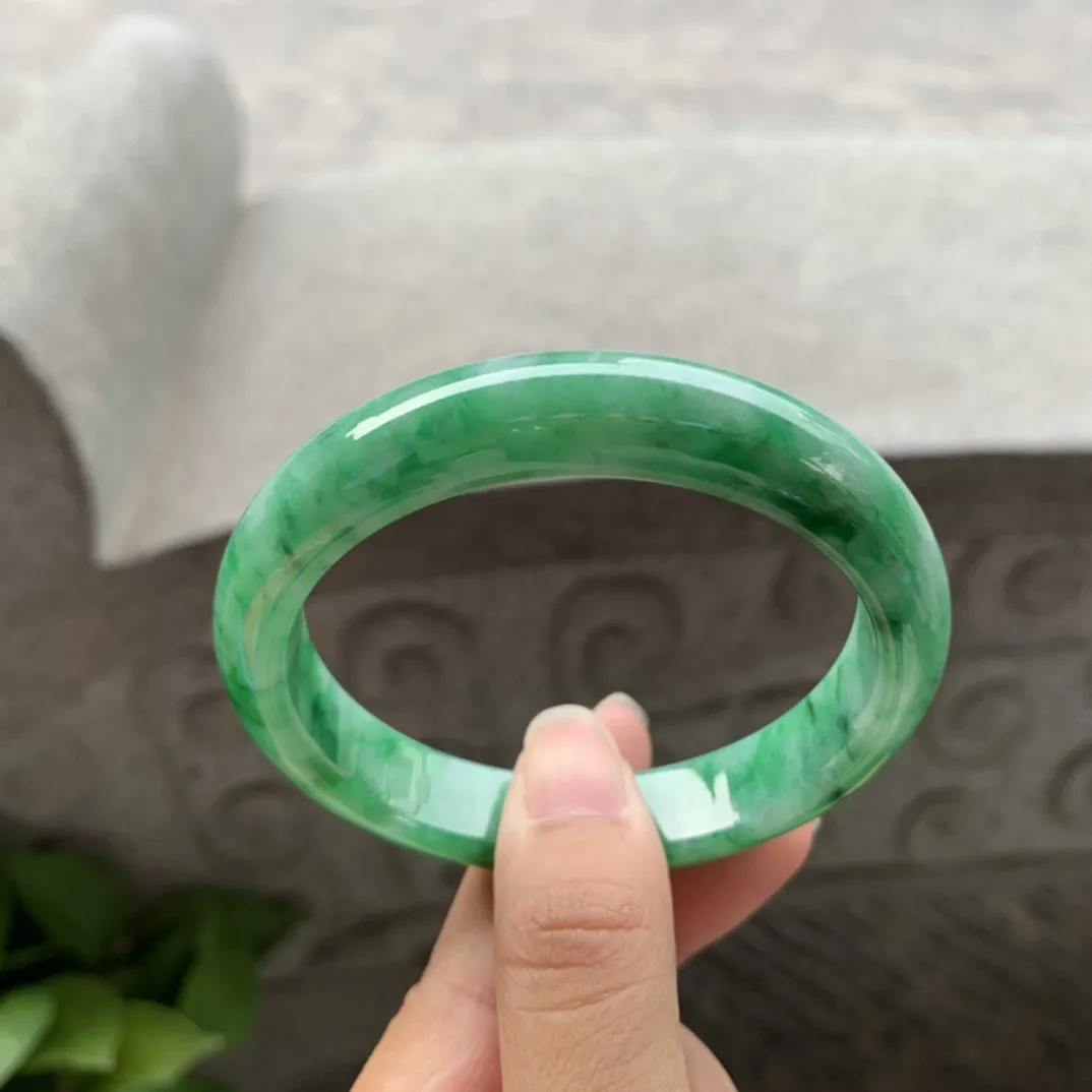圈口56.4-12-7.8 【满绿正圈手镯】正圈56 57可戴