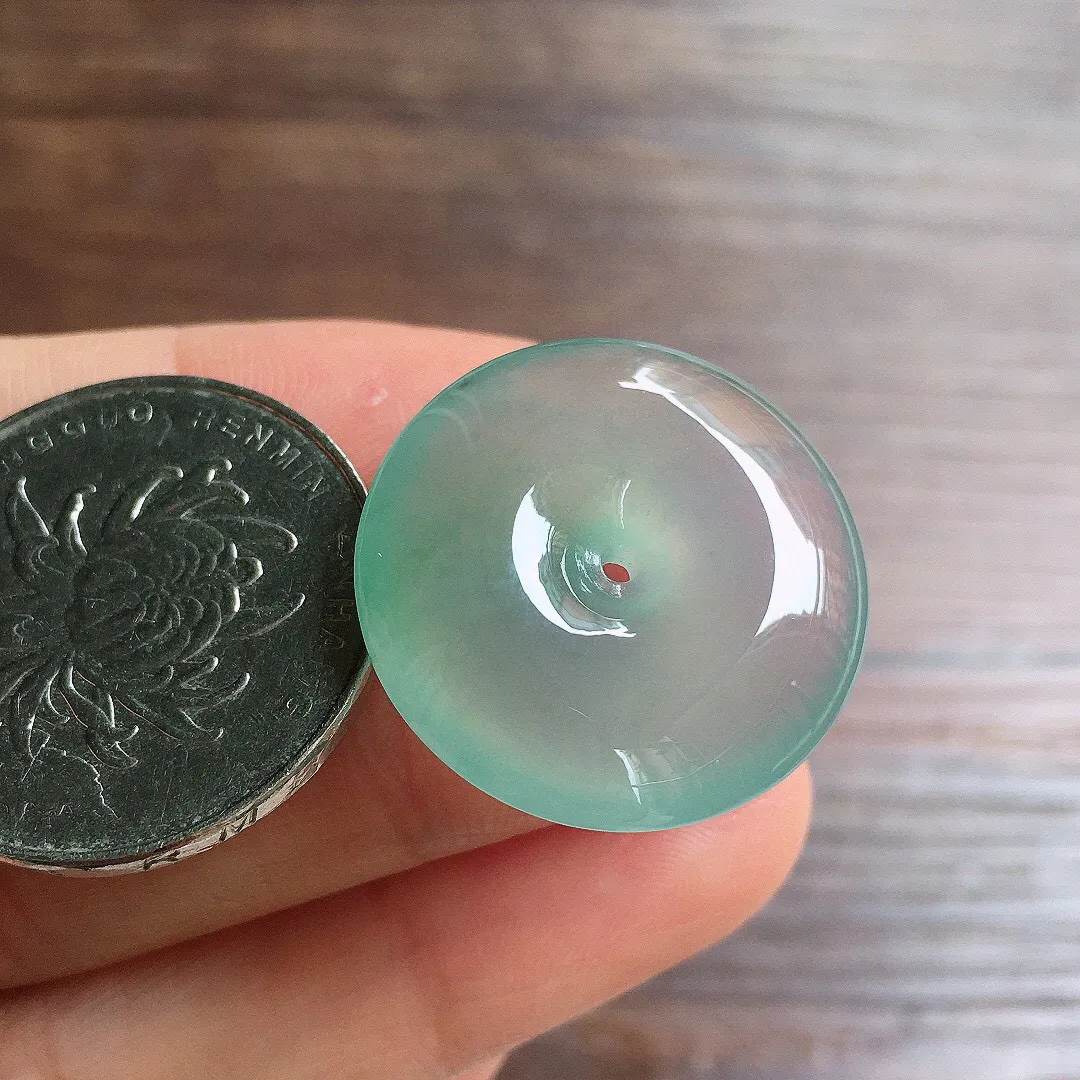 冰晴底平安扣，冰冰润润，玉质细腻，种水足，001 尺寸22.9*6.3