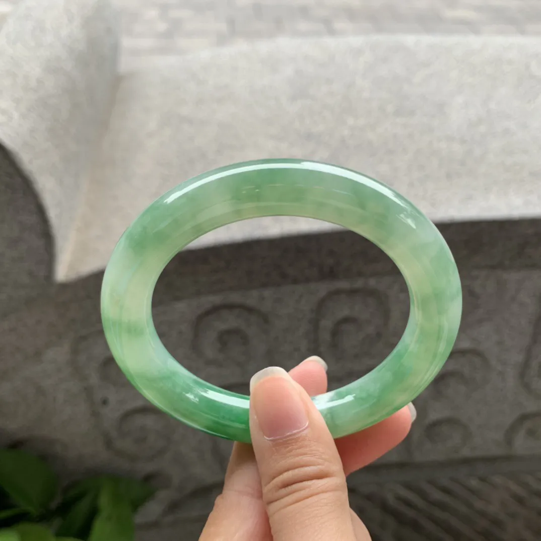 圈口56.4-11.2 【芙蓉绿圆条手镯】圆条56 57可戴