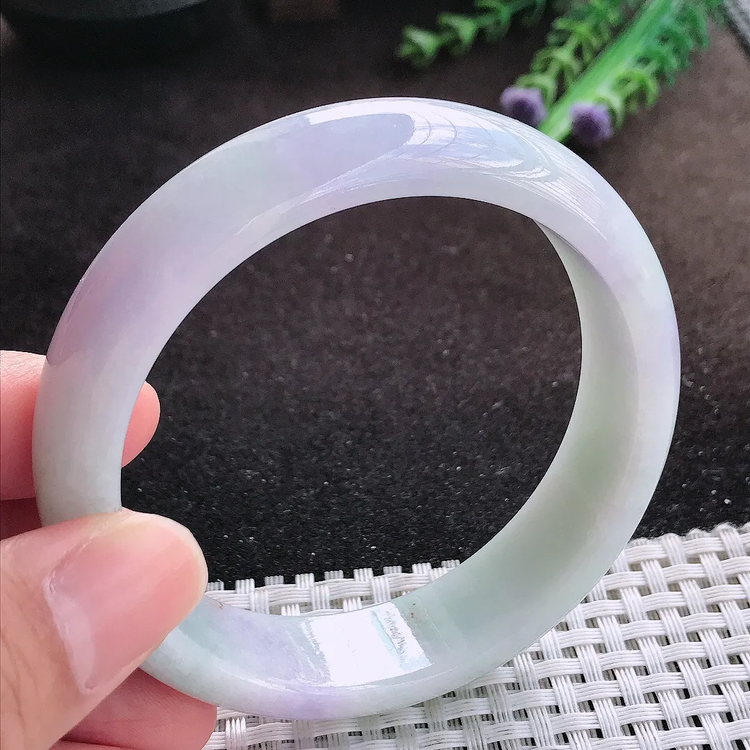 自然光60/15.6/8.1老坑精美温润紫罗兰轮胎手镯宽边翡翠玉镯美人镯