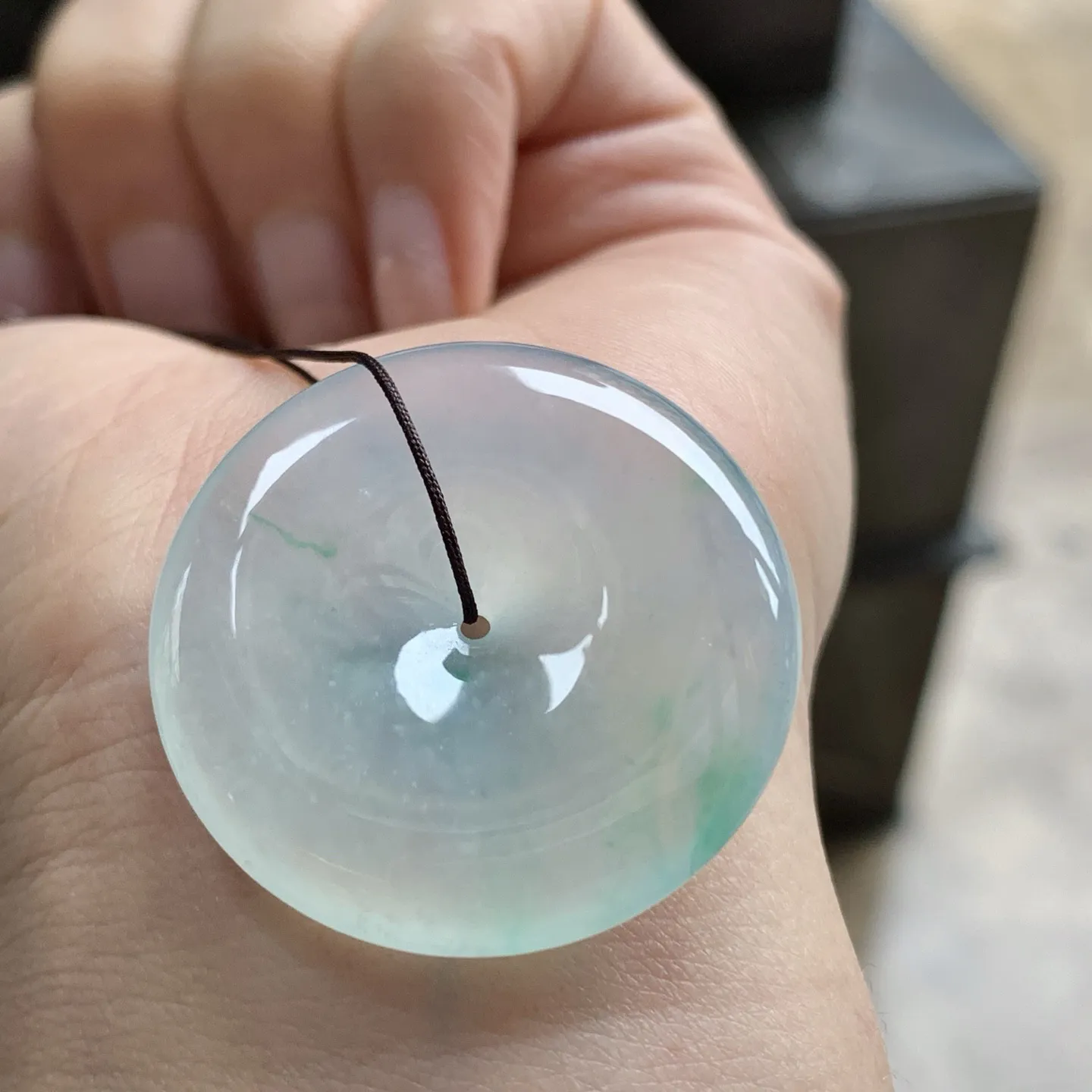 冰飘绿平安扣^_^荧光十足 透亮