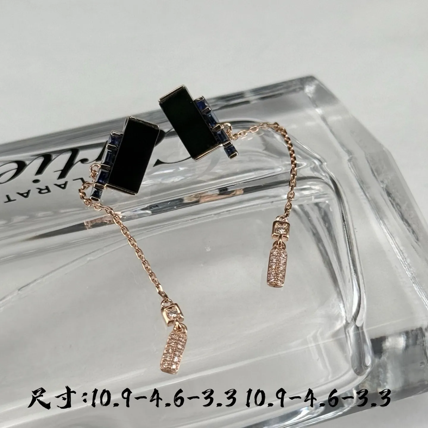 精品18k墨翠耳坠 重金豪镶 打灯通透 油性十足 尺寸10.9