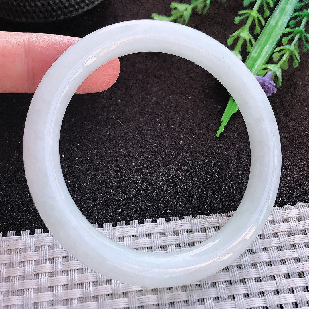 自然光56.8/8.3/8.9老坑秀气冰润圆条手镯翡翠玉镯美人镯