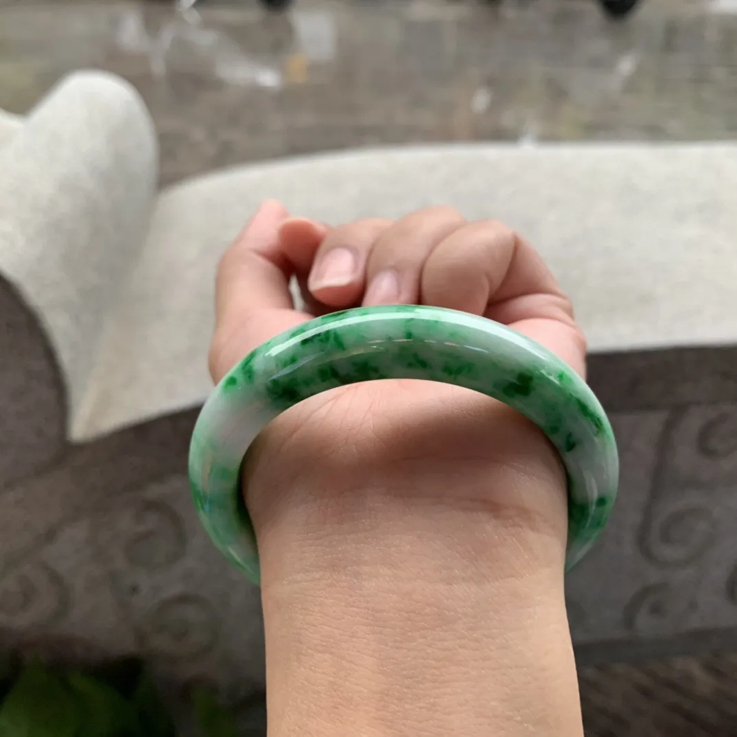 圈口 56-12.2-8.7【满辣绿正圈手镯】正圈56 57可戴