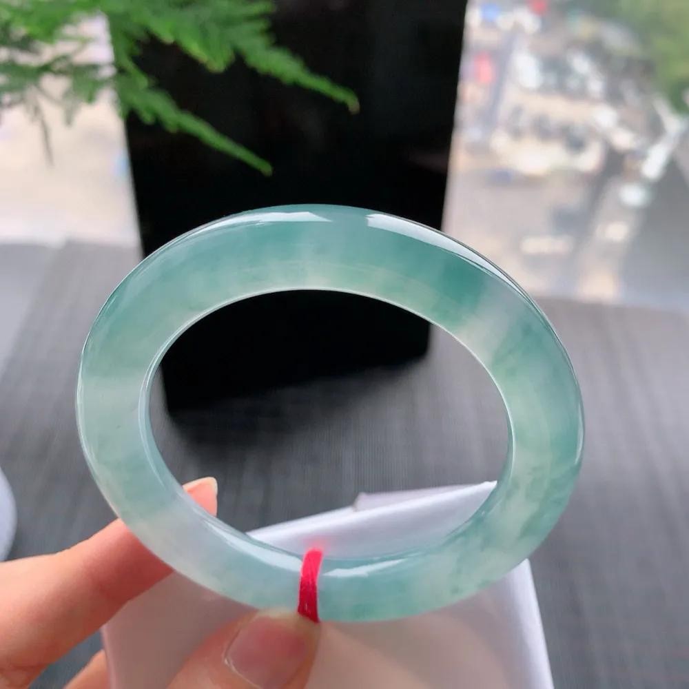 圆条冰玻蓝花 无瑕 尺寸:54.4/10.4 花美 种水好