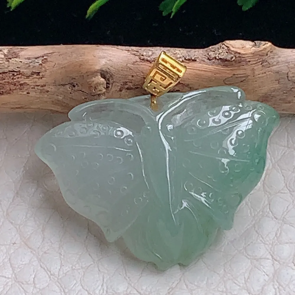 axm自然光22*30.5*7.8天然缅甸翡翠冰飘花蝴蝶 花仙子玉吊坠 玉挂件