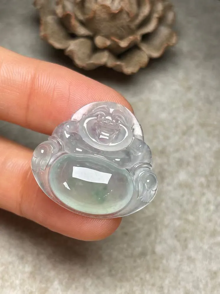 冰种飘花【佛公】吊坠，种水好，玉质细腻 ，卖相好‘.