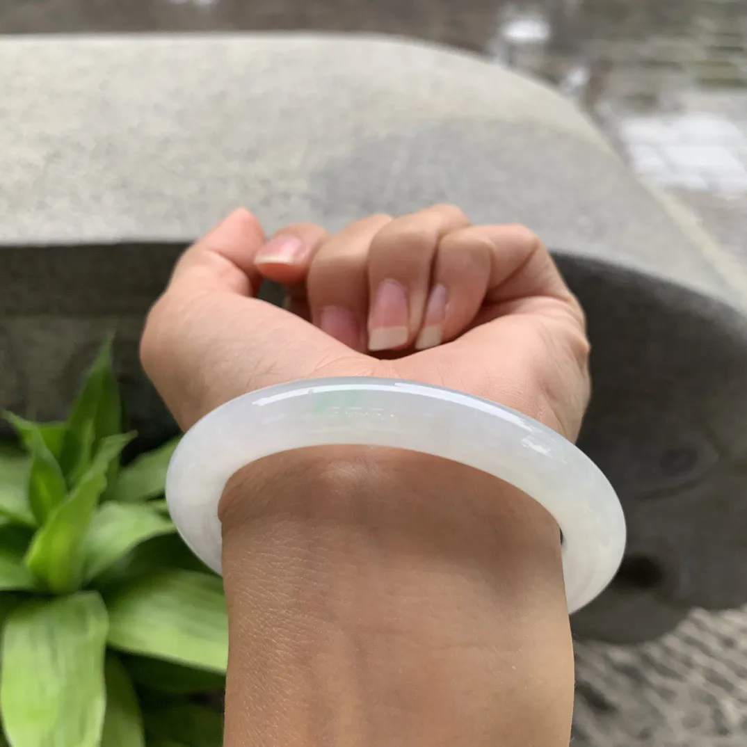 圈口56.8-9.2 【冰白圆条手镯】圆条56 57可戴