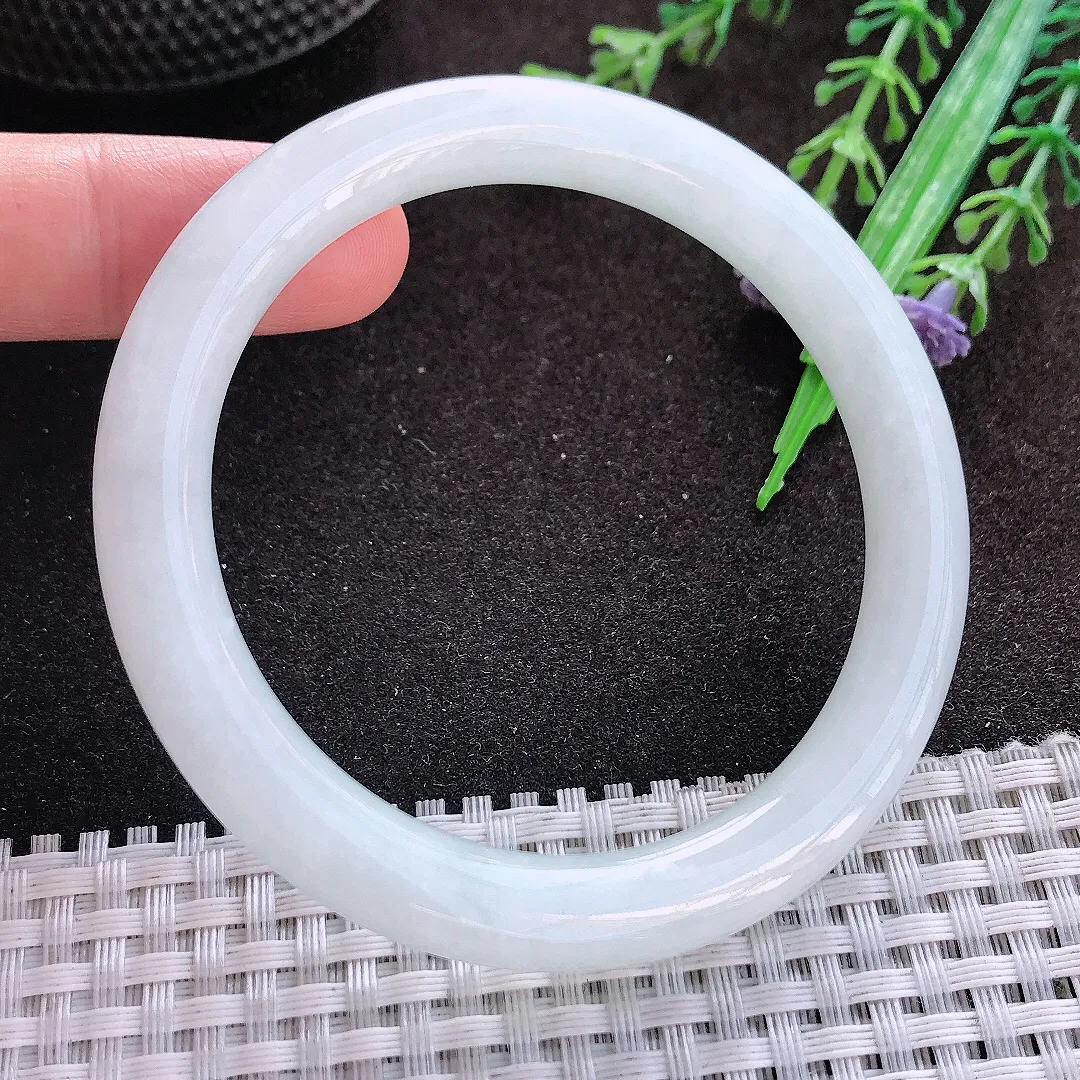 自然光56.8/8.3/8.9老坑秀气冰润圆条手镯翡翠玉镯美人镯