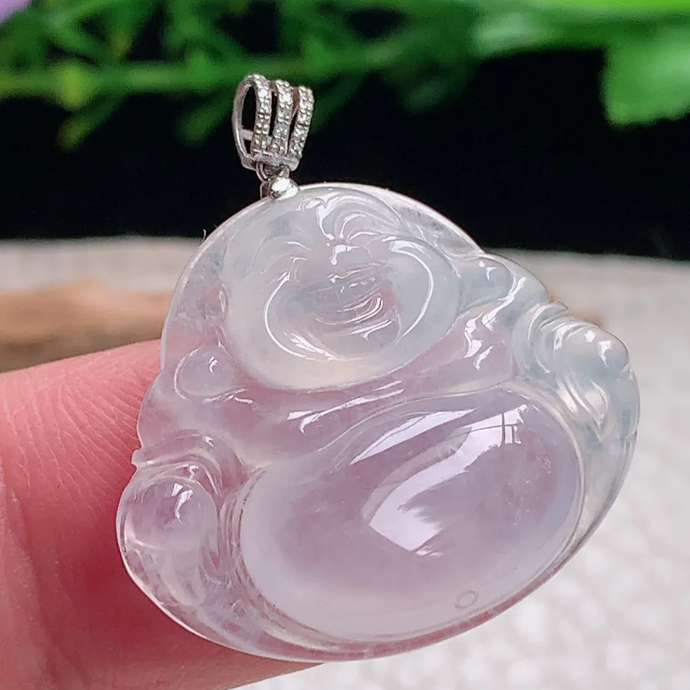 axm自然光24*28*5.7天然缅甸翡翠冰种弥勒佛 佛公玉吊坠 玉挂件