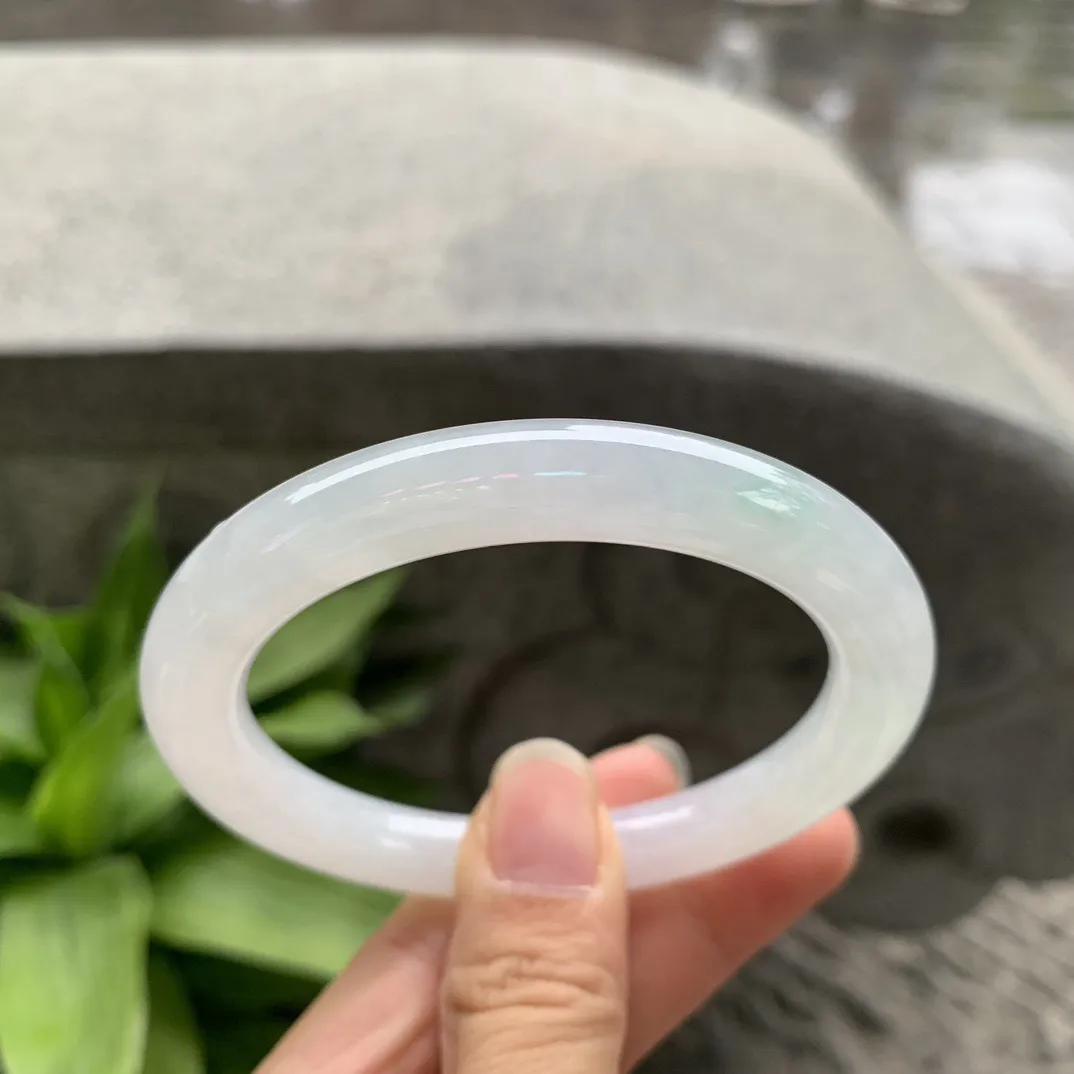 圈口56.8-9.2 【冰白圆条手镯】圆条56 57可戴