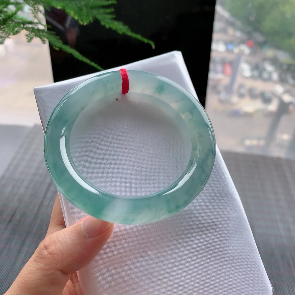 圆条冰玻蓝花 无瑕 尺寸:54.4/10.4 花美 种水好