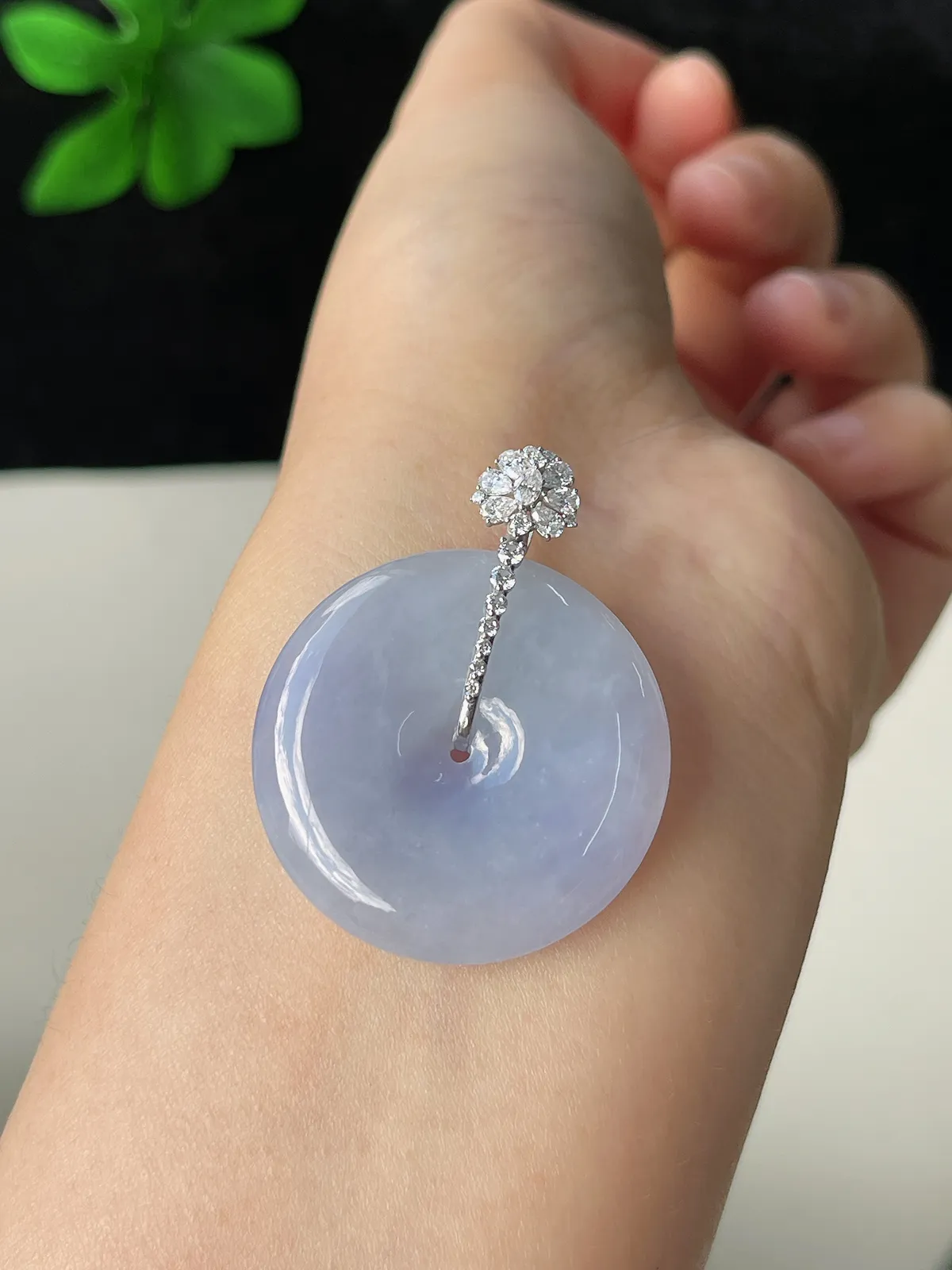 翡翠糯化种紫罗兰平安扣