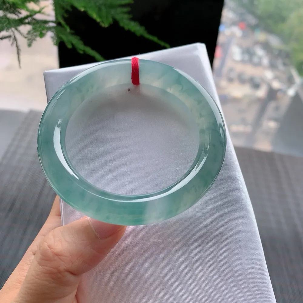 圆条冰玻蓝花 无瑕 尺寸:54.4/10.4 花美 种水好