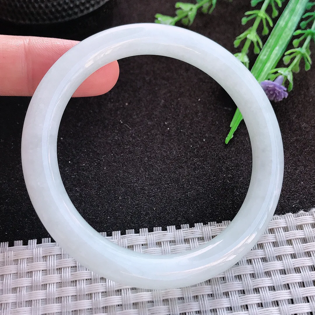 自然光56.8/8.3/8.9老坑秀气冰润圆条手镯翡翠玉镯美人镯