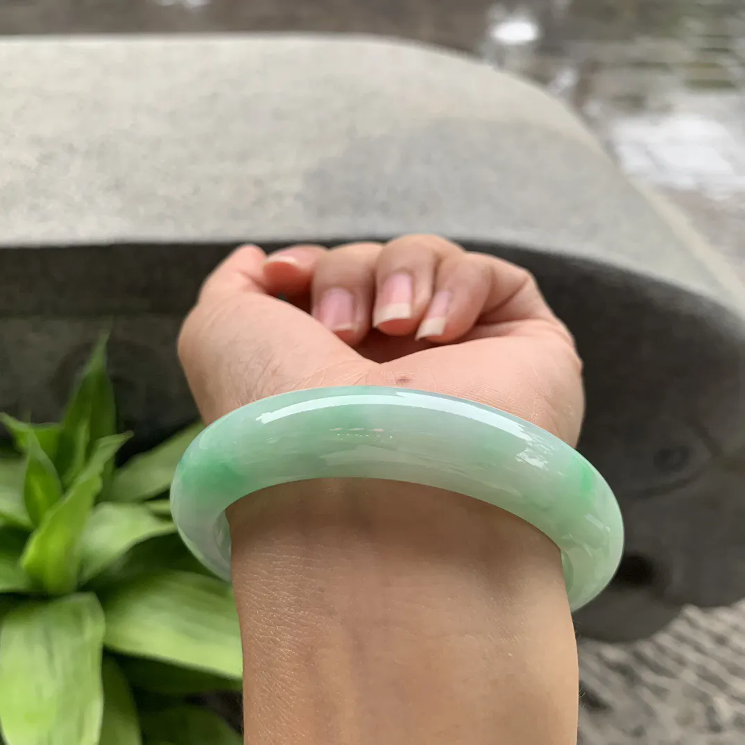 大圈口58-12.9-8.9 【飘绿正圈手镯】正圈58 59可戴