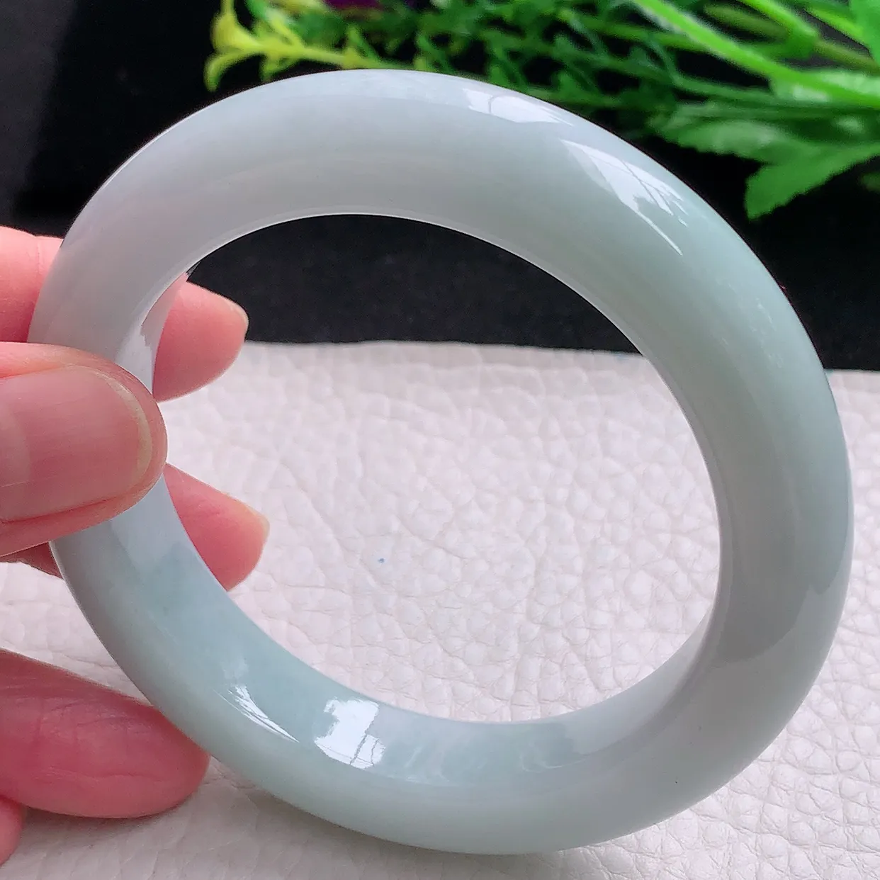 hy自然光58*12.5*10.8平安镯 天然缅甸翡翠a货清新厚装宽边玉镯子 玉手环