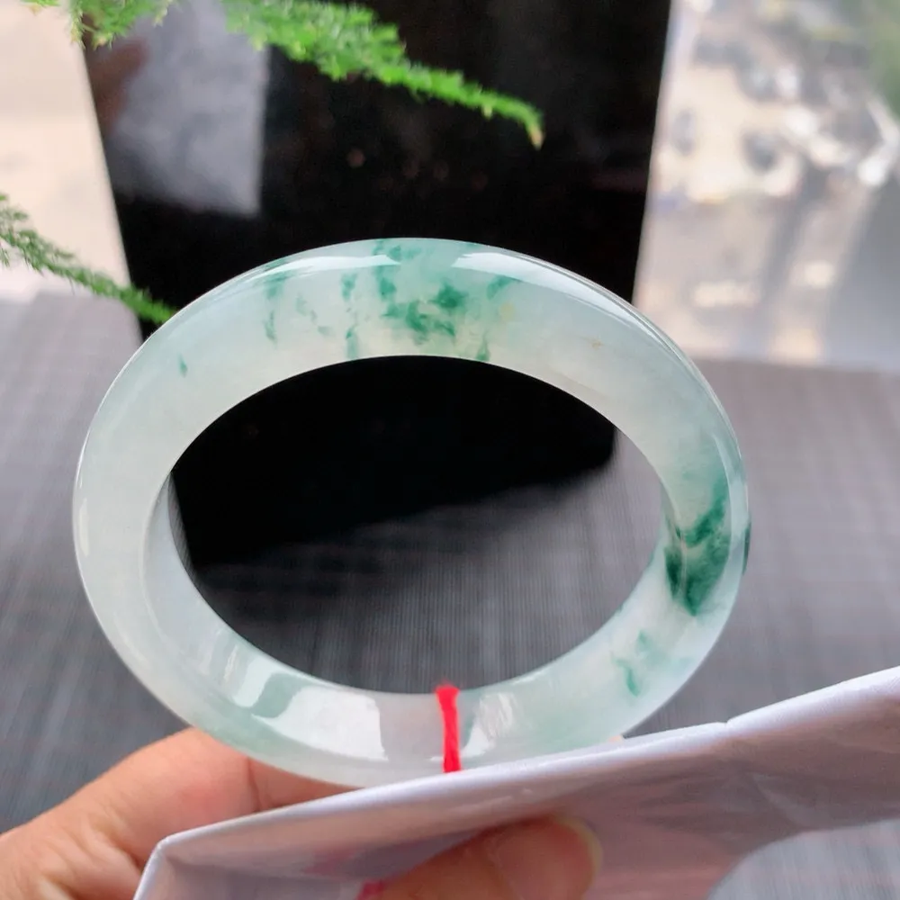 正圈高冰飘花 一丝棉线 尺寸:58.1/12.5/8.8 花美 种水好