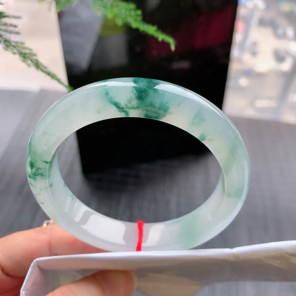 正圈高冰飘花 一丝棉线 尺寸:58.1/12.5/8.8 花美 种水好